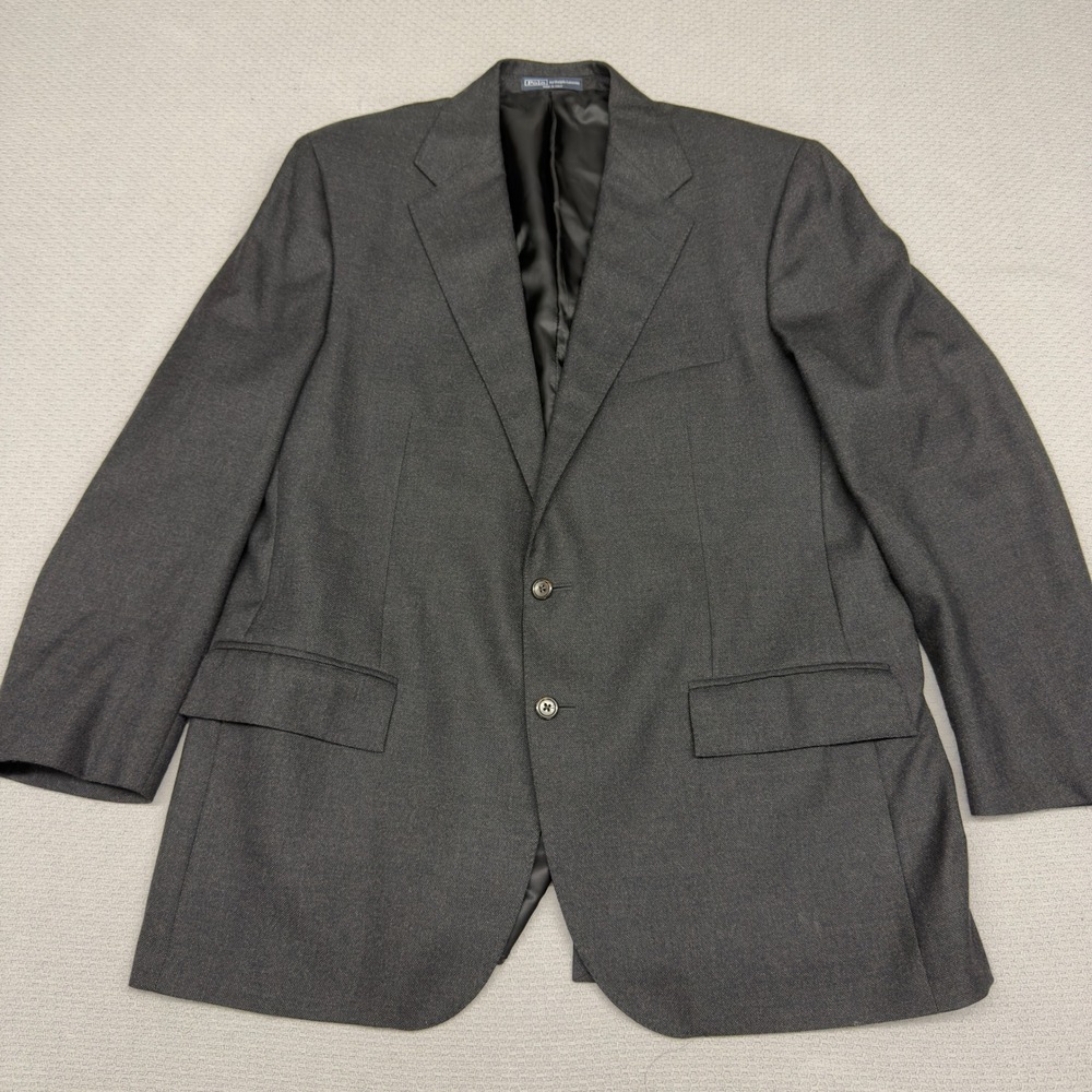 Polo Ralph Lauren Blazer Mens 44R Gray Extrafine Virgin Wool Formal Preppy